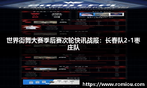 世界街舞大赛季后赛次轮快讯战报：长春队2-1枣庄队